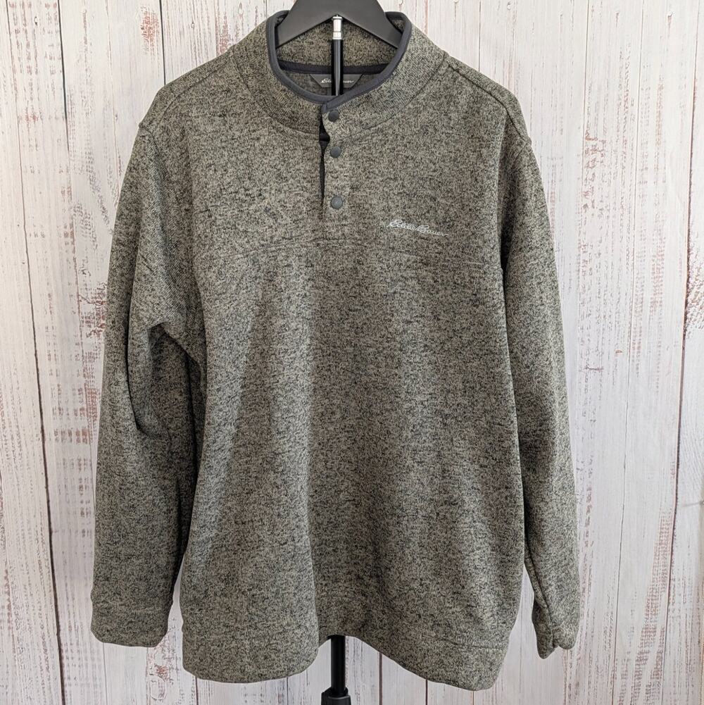Eddie Bauer Radiator Fleece Pullover Mens XL Heather Gray Snap Mock Gorpcore 173